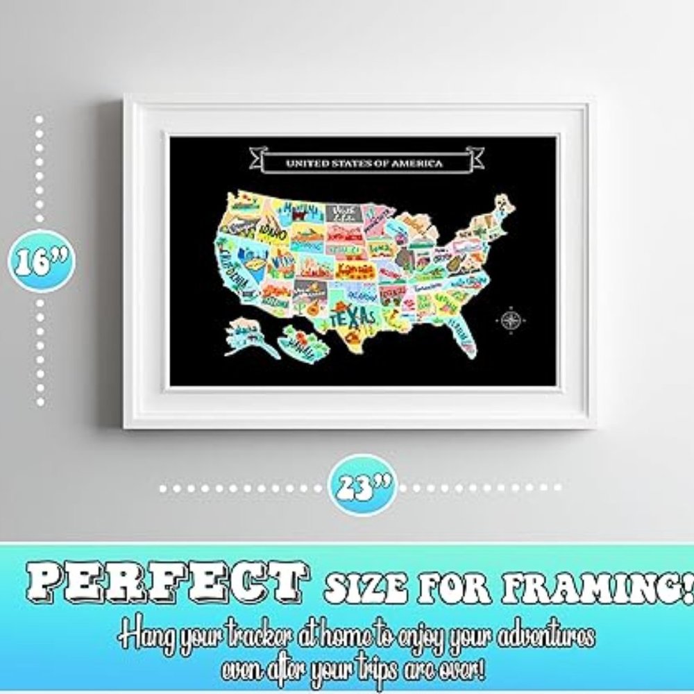 2 Posters Large Scratch Off United States & Top 100 World Destinations Posters - Picture 3 of 3